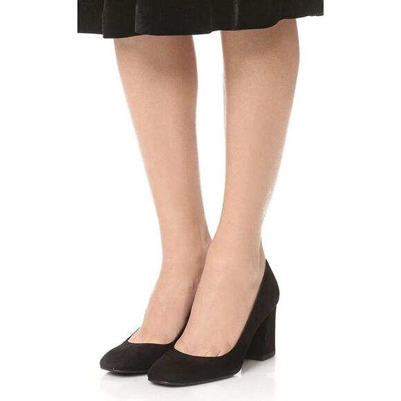 Stuart Weitzman Mary Pump Square Toe Block Heel Black Suede Women 8 N NIB $475 - Picture 1 of 10
